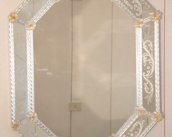 Wall mirror Murano glass mirror Wandspiegel Miroir mural Verre de Murano ムラノグラス 24k bladgoud 24k gold leaf