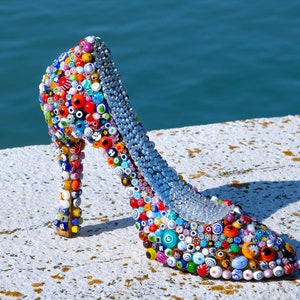 Shoe with multicolored murrine. Murrine Millefiori Murano glass. Handmade Muranoglass. Gift idea.