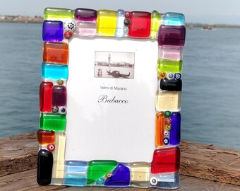 Cadre photo en verre de Murano, Cadre de table, Cadre en verre de Murano, Cadre coloré