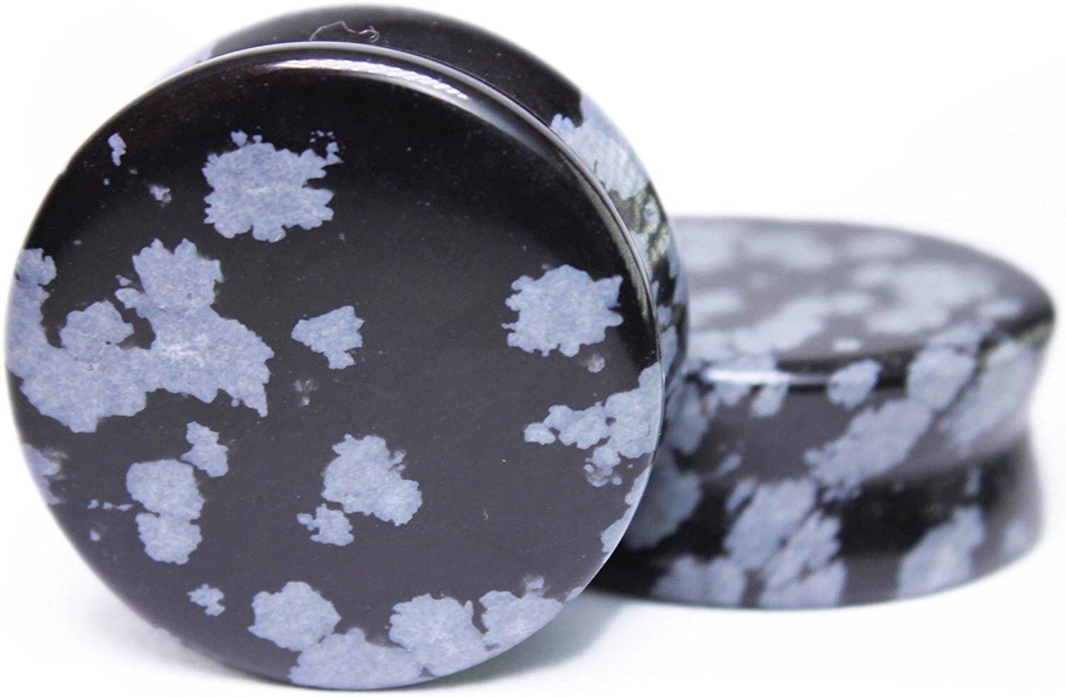 Black Obsidian Grey Ear Gauges Stone Plugs Gemstone Studs Etsy