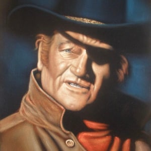 John Wayne badass Cowboylegende schwarzer Samtölgemälde handgemalte signierte Kunst