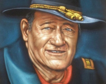 John Wayne badass cowboy legend black velvet oil painting handpainted signed art