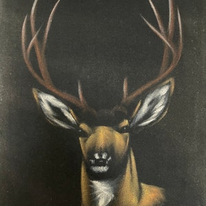 Hirsch wilde Anima Vintage Samt Ölgemälde Kunst