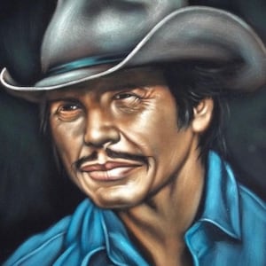 Charles Bronson badass cowboy legend black velvet oil painting hand painted signed art