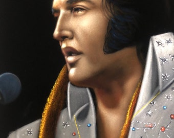 Elvis Presley The king black velvet original oil painting handpainted signed art 18 by 24 inches