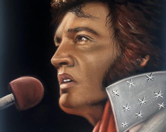Elvis Presley The king black velvet original oil painting handpainted signed art 18 by 24 inches