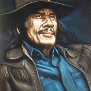 Charles Bronson badass cowboy legend black velvet oil painting hand painted signed art image 1