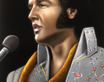 Elvis Presley The king black velvet original oil painting handpainted signed art 18 by 24 inches