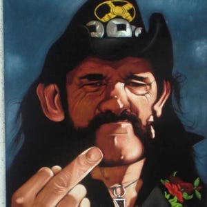 Lemmy Kilmister badass black velvet oil painting hand painted signed art