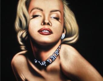 Marilyn Monroe black velvet original oil painting handpainted signed art 18 by 24 inches