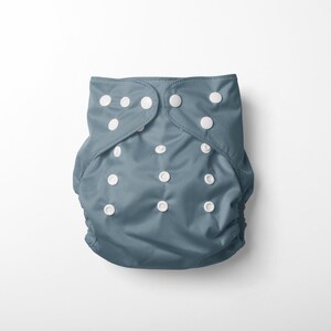 Slate Blue-Grey Eco-Friendly Cloth Pocket Diapers | AWJ Athletic-Wicking Jersey | Reusable Cloth Diapers | Waterproof Adjustable Nappies