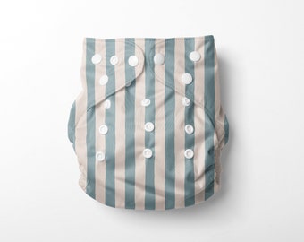 Pañal de bolsillo de tela de rayas playeras azules / AWJ Athletic Wicking Jersey reutilizable + pañales lavables / impermeable + pañales ajustables