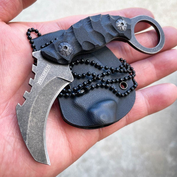 Milspec Professinal Carry Military Fixed Blade Neck Knife Karambit Blade w/ Sheath