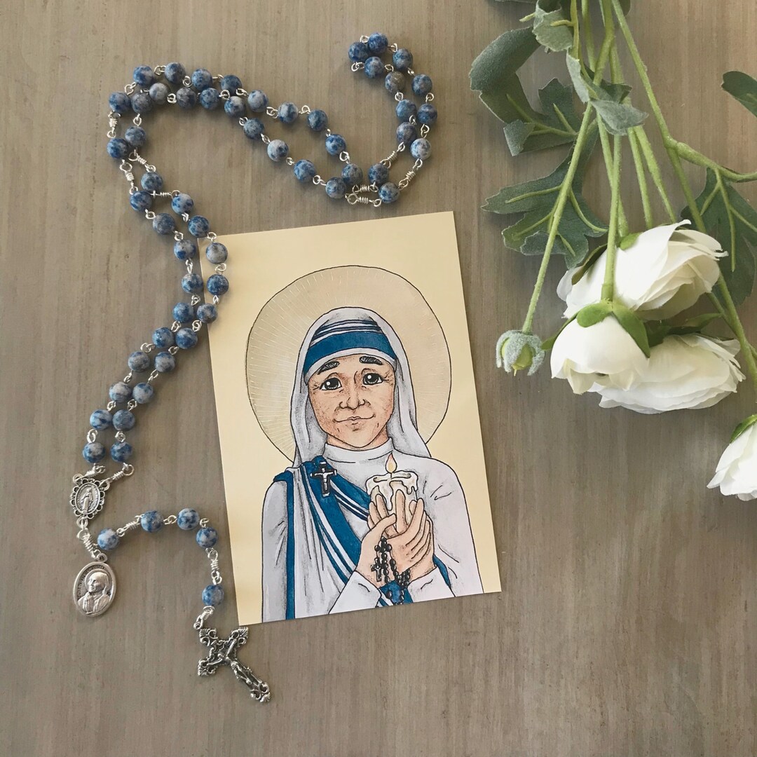 Saint Teresa of Calcutta Rosary and Holy Card - Etsy