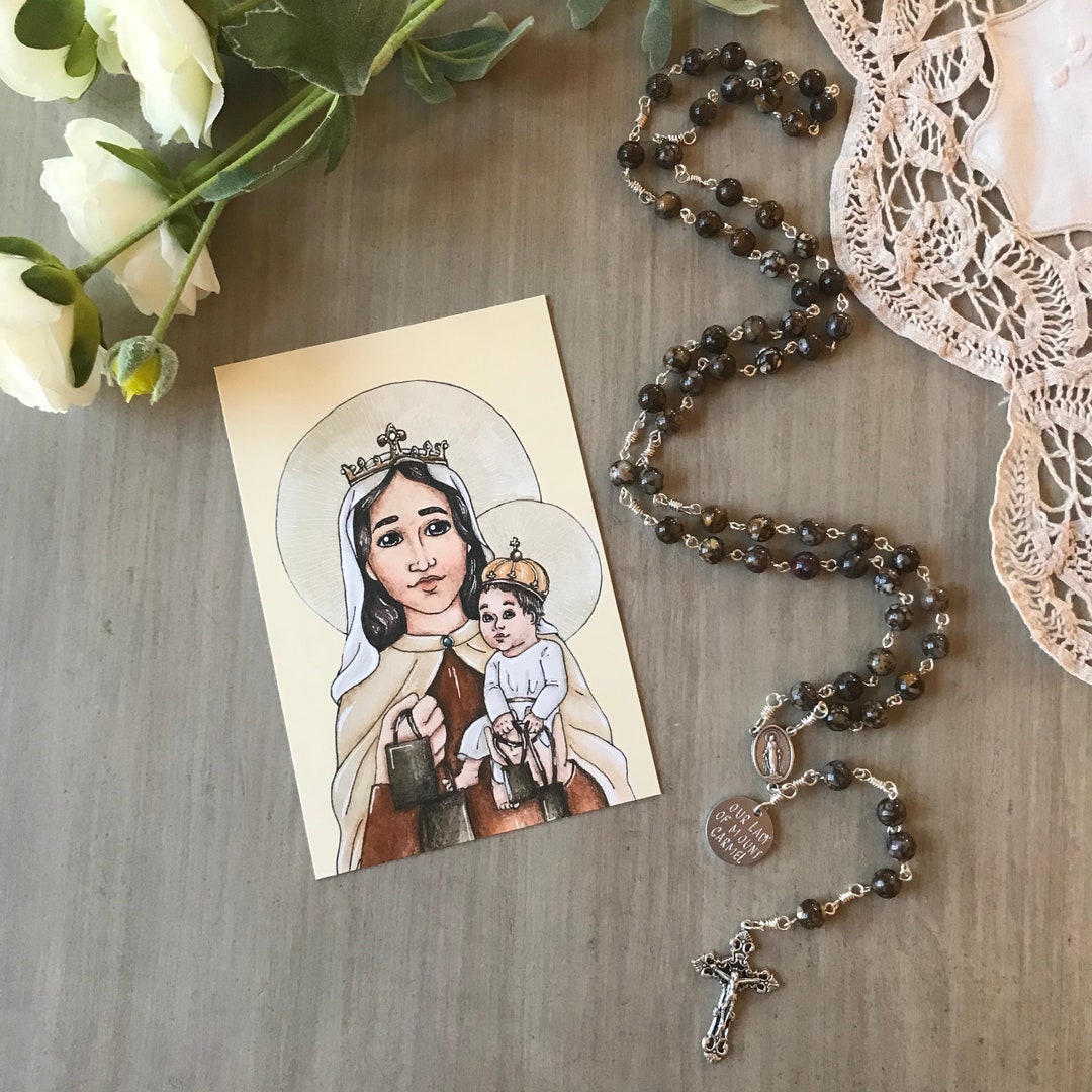 Our Lady of Mount Carmel Rosary and Holy Card - Etsy
