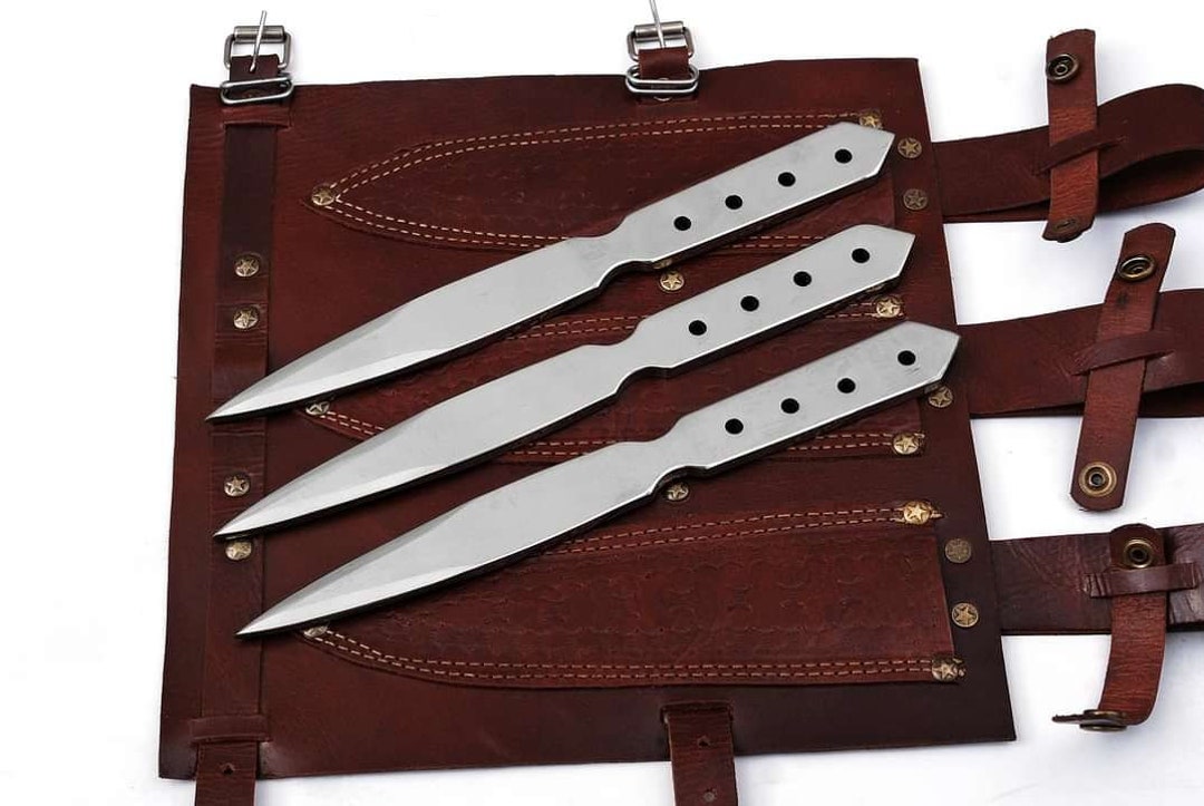 Custom Handmade 440c Stainless Steel Throwing Knives With Leather Bag