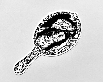 Horror Manga Tomie Mirror Sticker Flake | Japanese Horror Die-cut Sticker