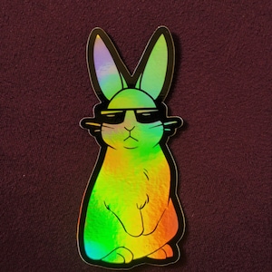Holografischer Vinyl Bunny Sticker