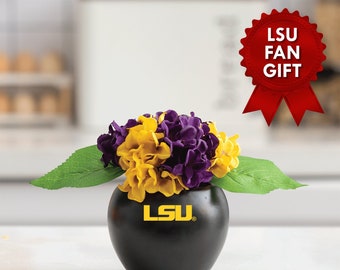 LSU Louisiana University Hydrangea Plant - Faux Hydrangea Plant - LSU Gifts for Men, LSU Louisiana University Gifts for Women