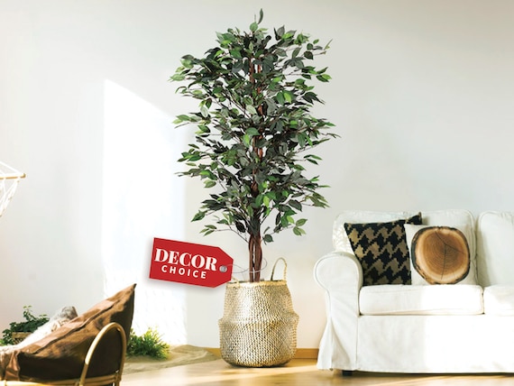 Artificial Ficus Tree 4 FT Tall Silk Fake Plant for Home Decor Indoor  Office