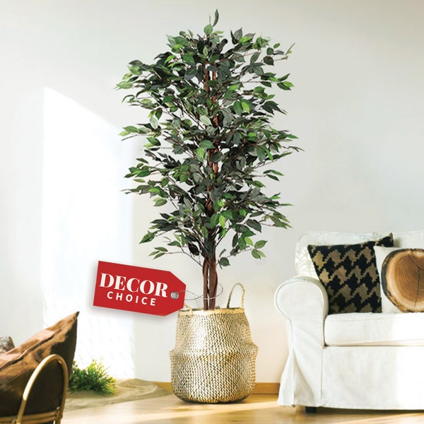 Artificial Trees for Home Décor Indoor - Fake Plants & Faux Plants Indoor - , Plants for Living Room Décor , Ficus Tree- 6 Feet