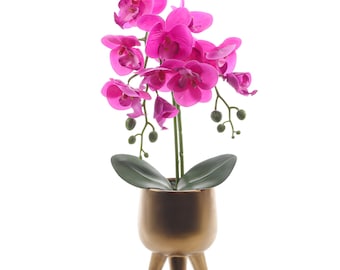 Fake Flowers with Vase, Faux Orchid, Artificial Flowers in Vase, Fake Orchid Fake Plant,Fake Orchid, Orquideas Artificiales Grandes - Purple