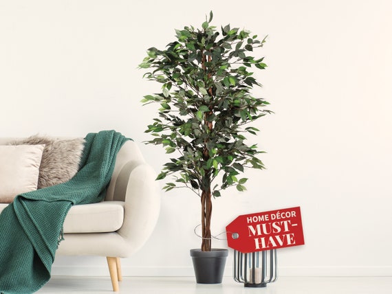 tall artificial plant 5ft ficus large fake tropical tree decor