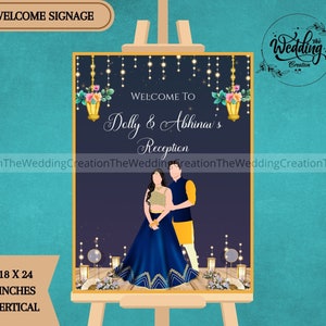 Indian Reception Welcome signs, Indian Reception sign & Indian Wedding Reception sign as Welcome to Reception sign, Indian Reception signage