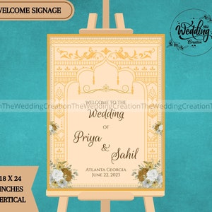Hindu Wedding Welcome Signs, Indian Wedding Signage board, Indian Theme Wedding Welcome Signs, Royal Welcome Signs, Gold Theme Welcome Signs