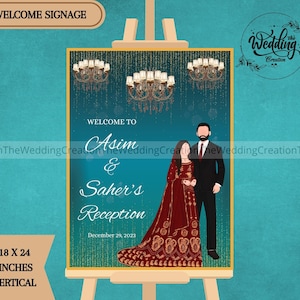 Indian Reception sign & Indian Wedding Reception sign, Indian Reception Welcome signs as Welcome to Reception sign, Indian Reception signage