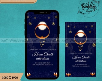 Karwa Chauth invites, Digital Karva Chauth invitations, Digital Karwa Chauth invitations & Karvachauth invite card, Karwachauth celebrations