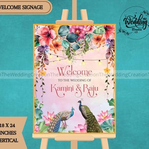Royal Welcome Signs, Pink Welcome Signs, Indian Couple Theme Wedding Welcome Sign, Indian Wedding Signage board, Hindu Wedding Welcome Signs
