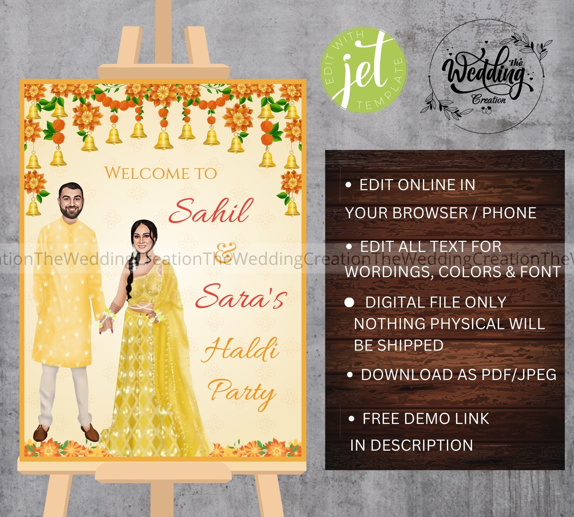 Haldi Party Signage, Haldi Floral Welcome Signage, Indian Haldi Decor ...