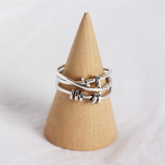 Vadmans Sterling Silver Anxiety Ring For Women - Adjustable Fidget Ring With Lotus Flower Design