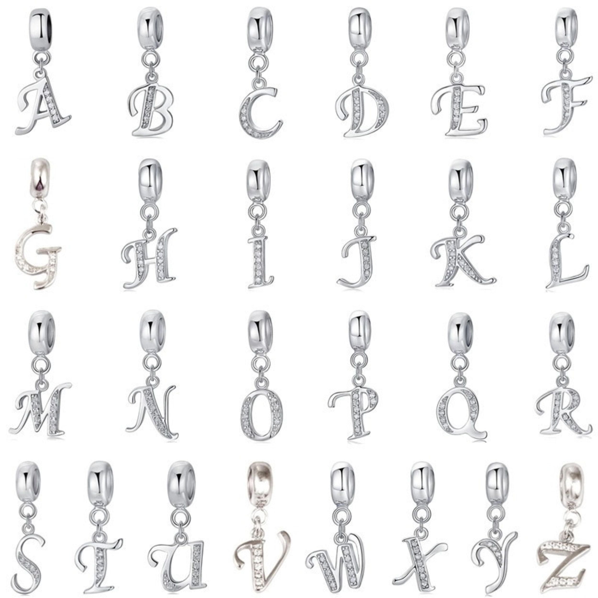 925 Sterling Silver 26 Letter U To Z Beads Zircon Fit The Original