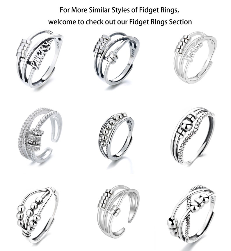 Adjustable Fidget Ring 925 Sterling Silver Anxiety Ring Etsy