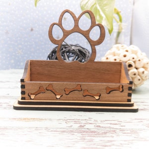 Hunde Druck Visitenkartenhalter für Schreibtisch, Pfotenabdruck Schreibtisch Kartenhalter, Geschenk für Tierarzt, Hundetrainer oder Hundefriseur