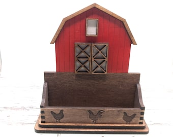 Red Barn Business Card Holder: Farmhouse Desk Decor, Farmer Gift