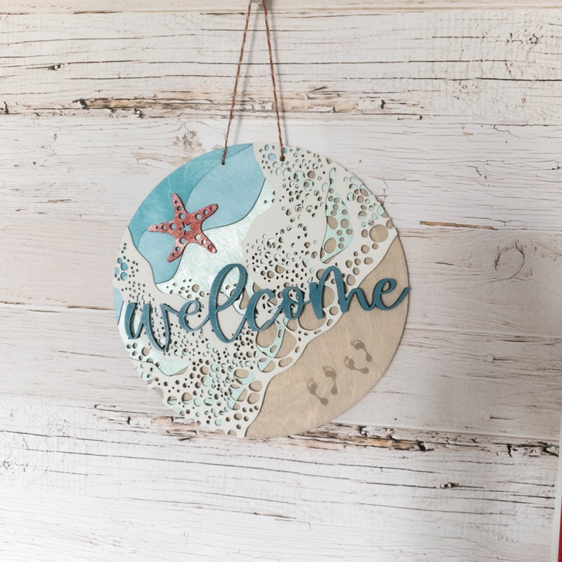 Footprints in the Sand Wall Decor, Ocean Sign, Beach House