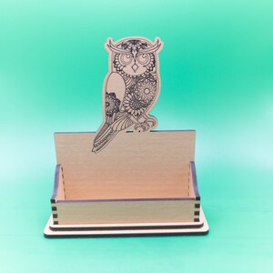 Porte-cartes de visite hibou pour bureau, porte-cartes de bureau, décoration de bureau personnalisée, cadeau personnalisé