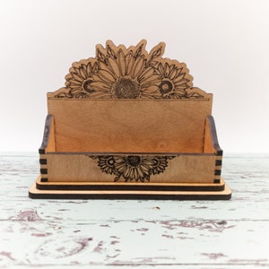 Sunflower Visitenkartenhalter für Schreibtisch, Blumen Schreibtisch Kartenhalter, Geschenk für Büro, personalisiert