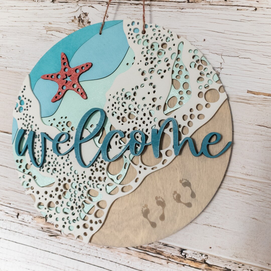 Footprints in the Sand Wall Decor, Ocean Sign, Beach House