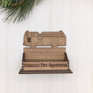 Porta biglietti da visita per camion dei pompieri da scrivania, porta biglietti da scrivania per primo soccorritore, regalo per autopompa antincendio per ufficio, regalo personalizzato