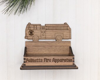 Fire Truck Business Card Holder: Personalized Firefighter Gift
