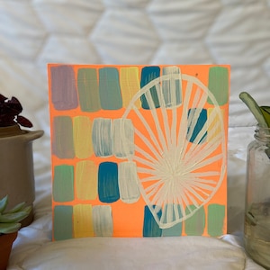 North Star, original abstract painting on cradled wood, small colorful acrylic art