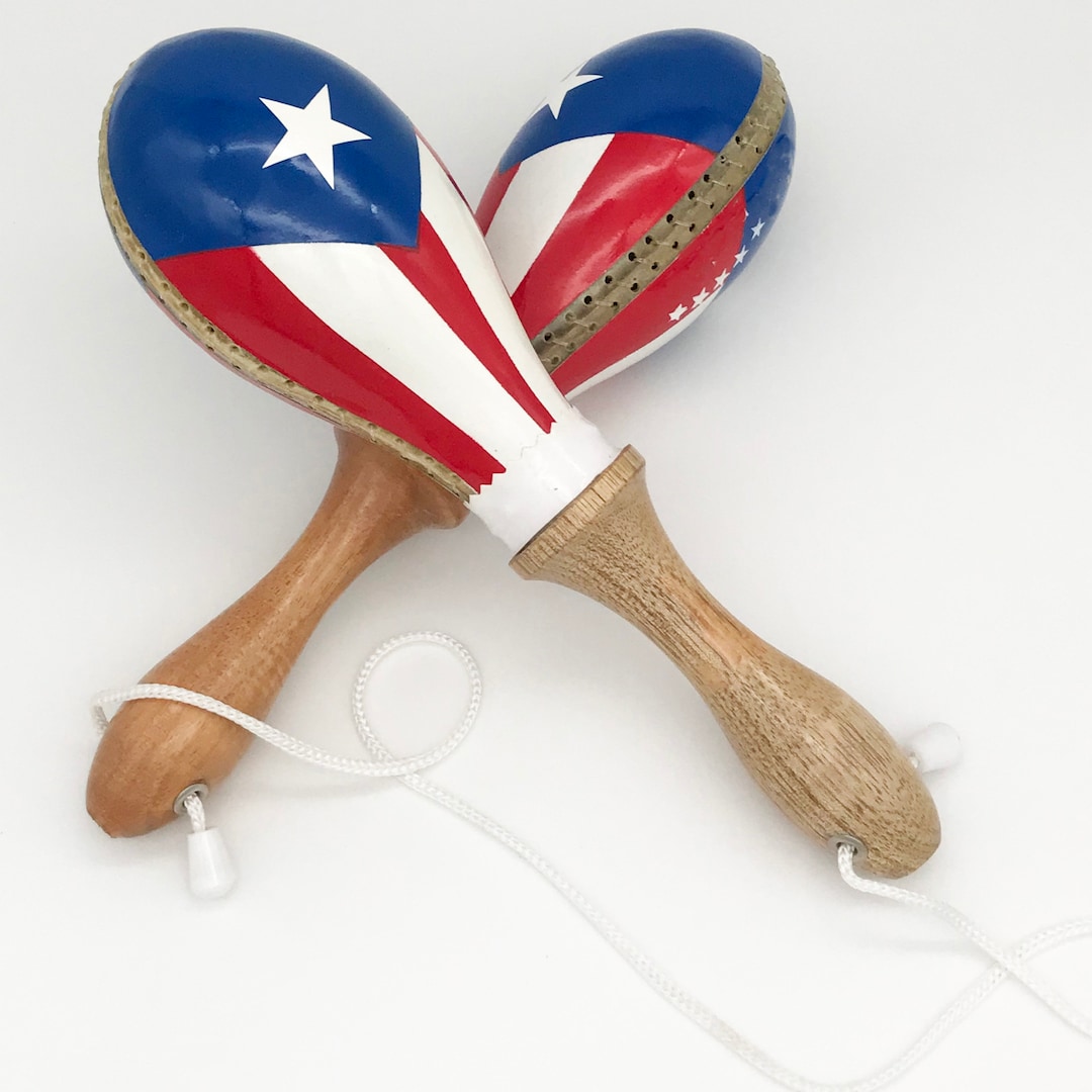 Salsa Style Puerto Rican Flag Rawhide Maracas Maracas Professional