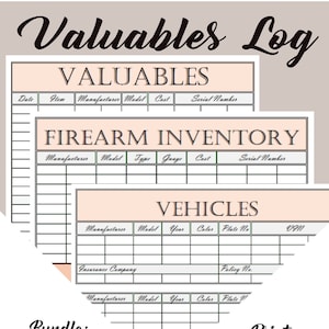 Valuables Log | Firearm Log | Vehicle Log | Items Log | Item Inventory