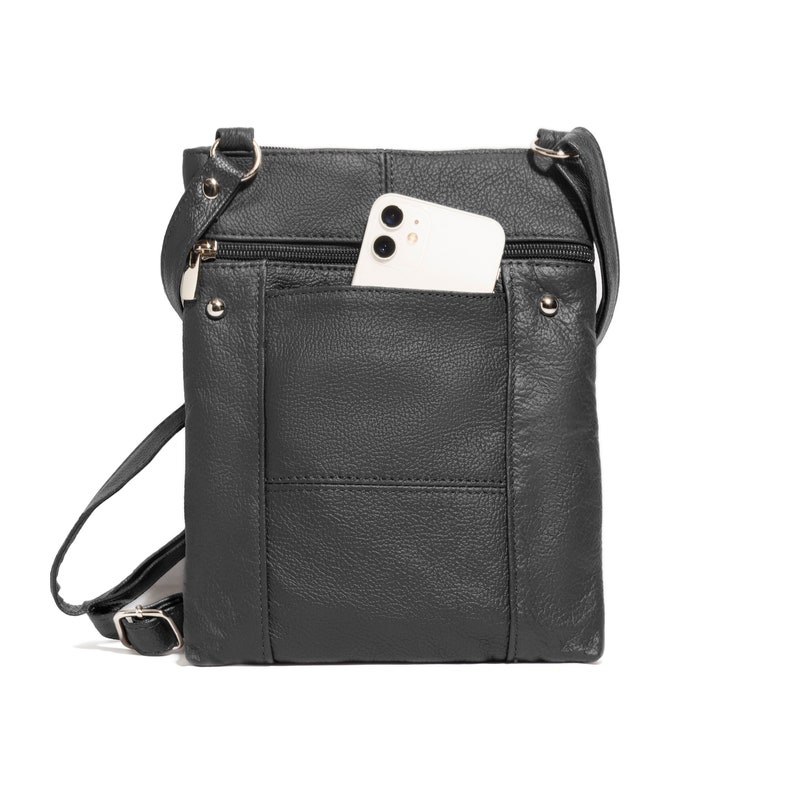 Tovoso Genuine Leather Multipocket Crossbody Purse Bag, Built in