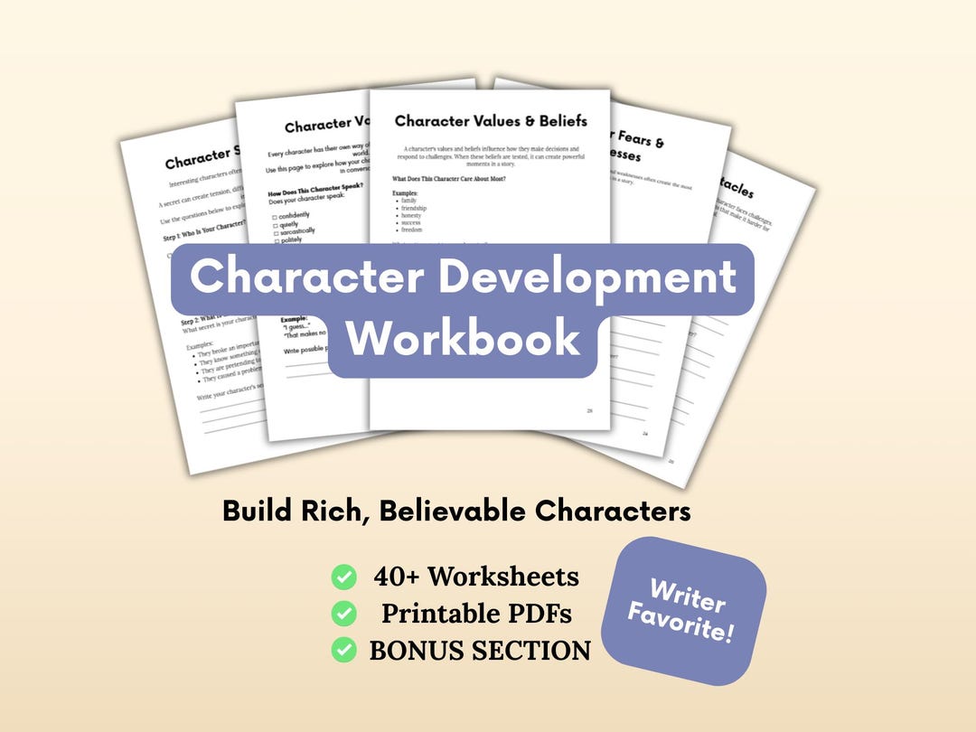 Character Development Workbook | Character Building Worksheets for ...