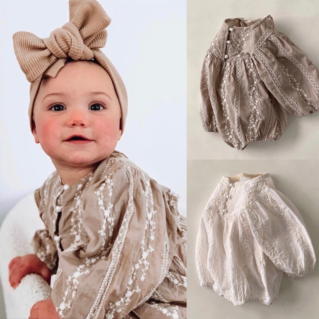 Boho Loose Linen Romper Baby Embroidered Romper Linen Baby Etsy Australia